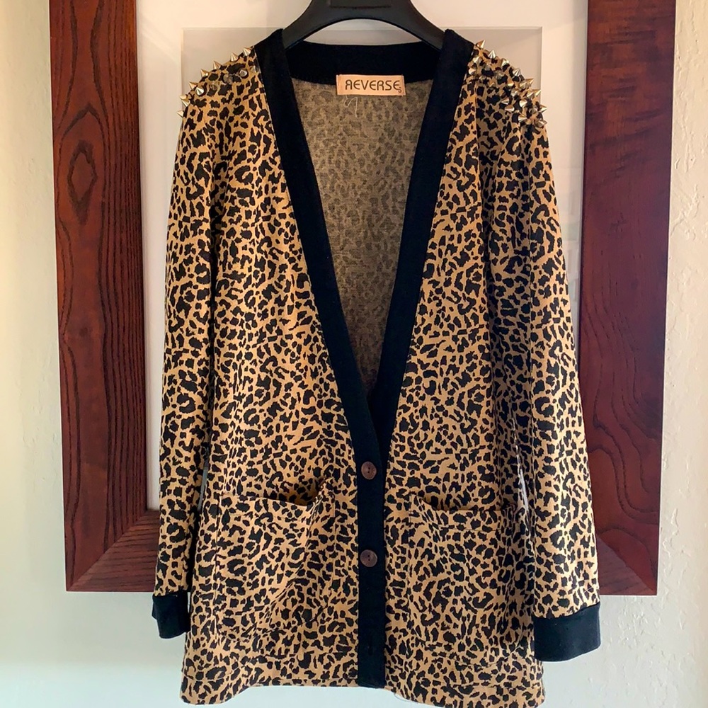 Reverse leopard cardigan